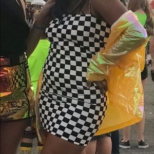 Fashion Nova black & white checkered bodycon dress